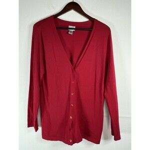Chicos Knit Cardigan Large 2 Red Sweater Jacket